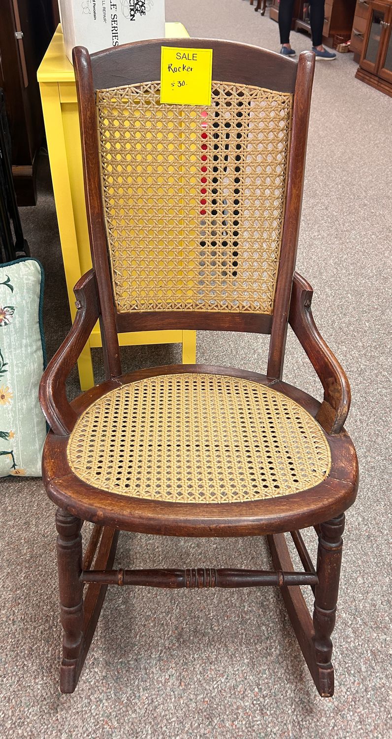 Vintage Rocking chair with Caned Seat & Back