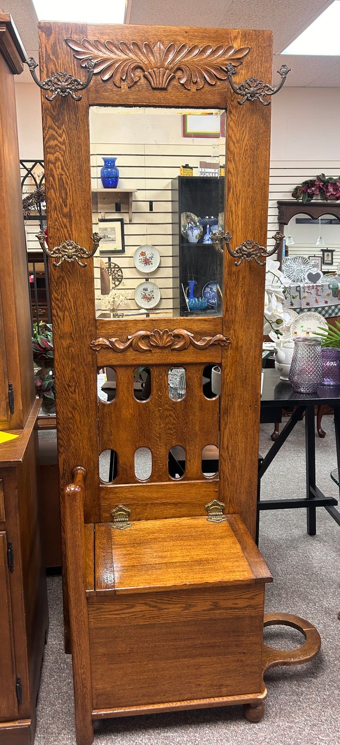 Antique Oak Hall Tree
