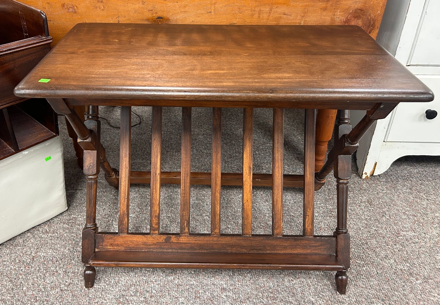 Vintage Side Table with Magazine Holder