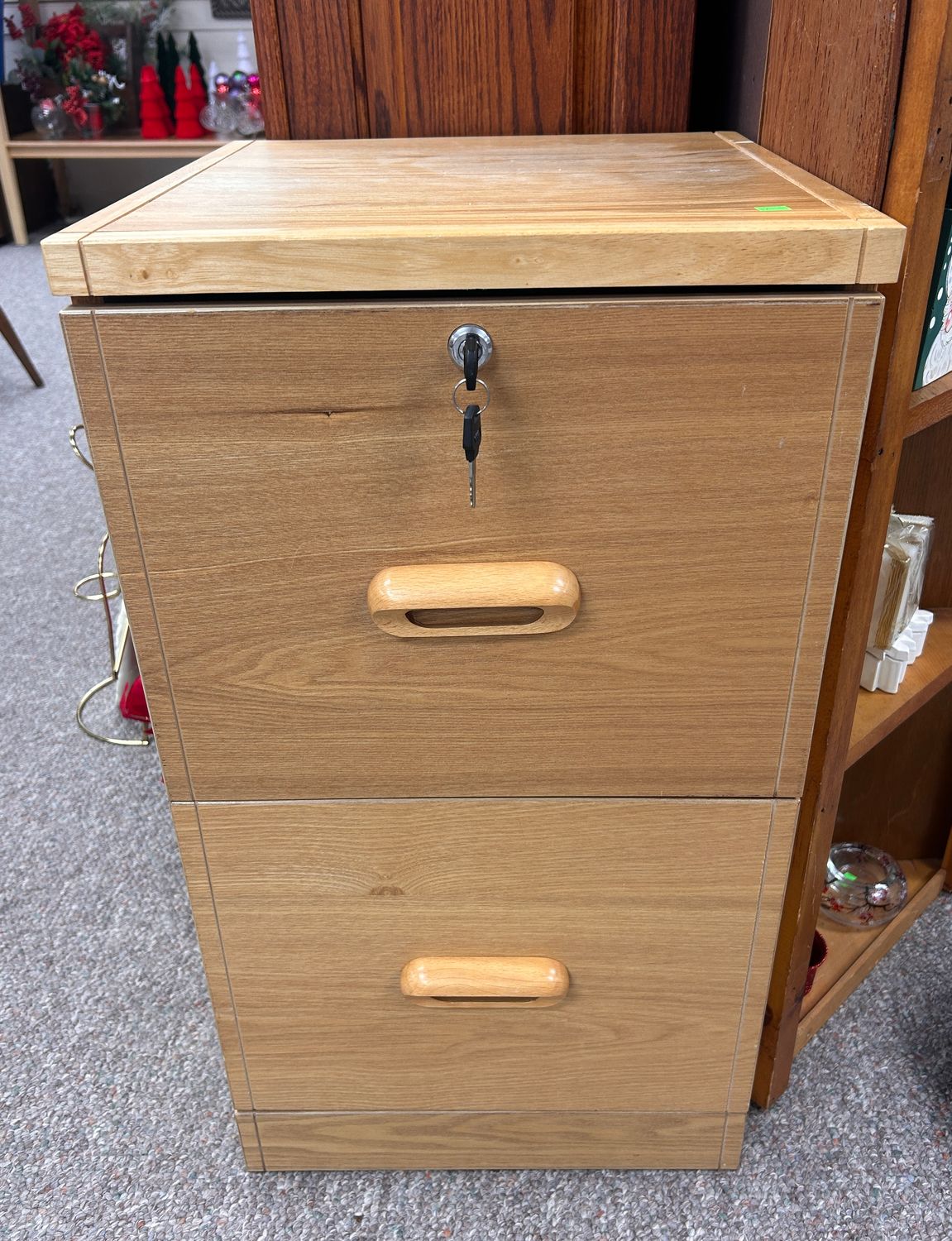 Two-drawer wooden filing cabinet