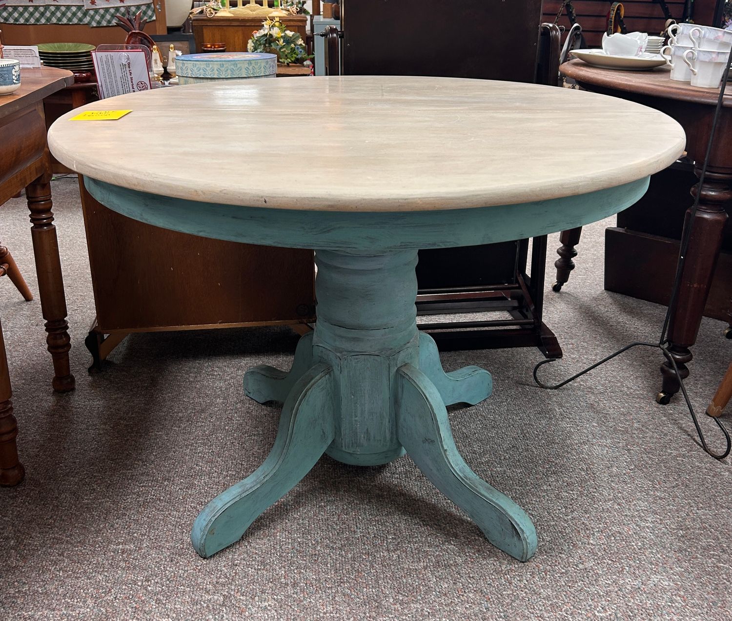 Distressed Blue Painted Round Table