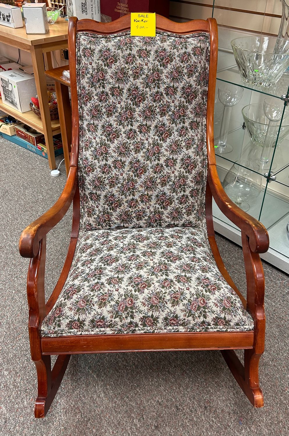 Floral High-Back Rocking Chair