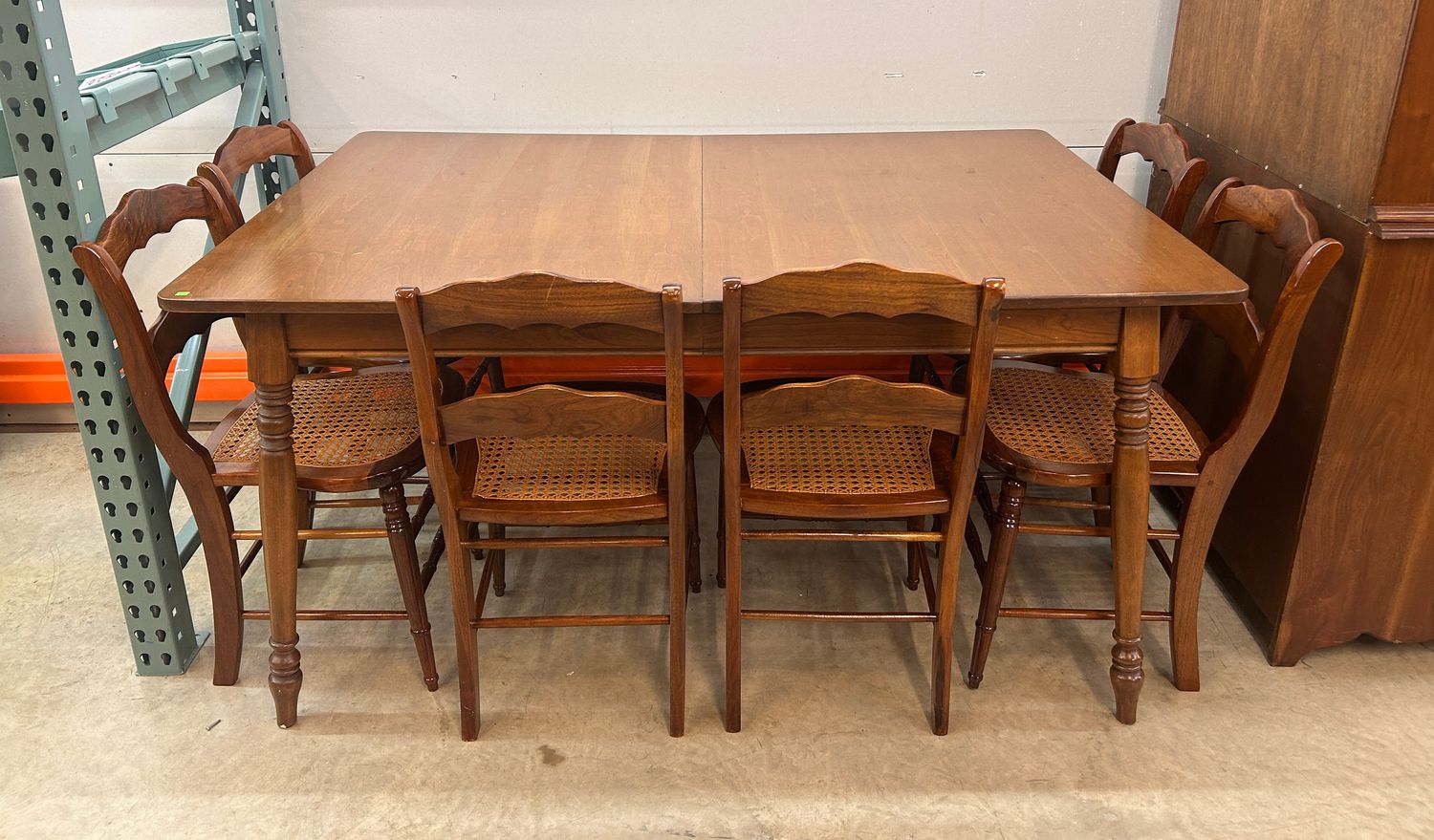 Cherry Wood Table with 6 Cane Chairs