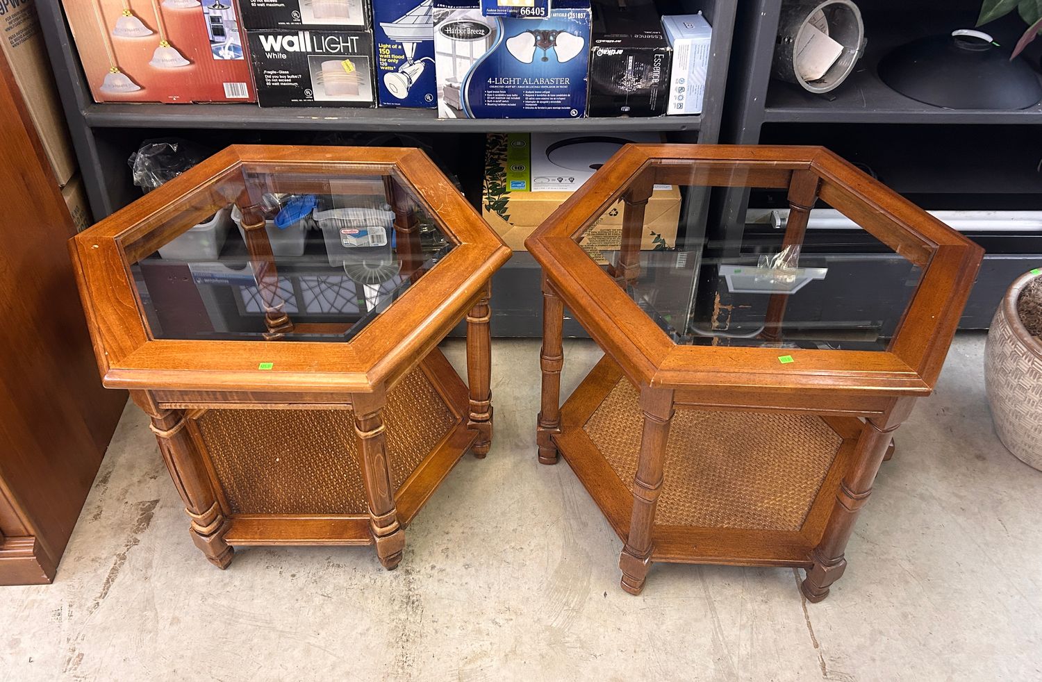 Walnut Hexagon Side Table ($25 Each)