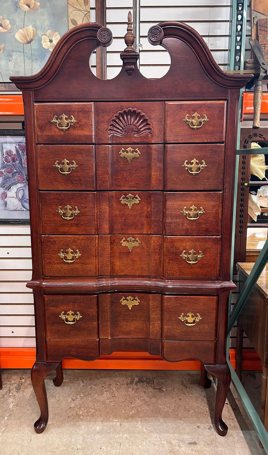 Queen Anne-Style Cherry Highboy Dresser