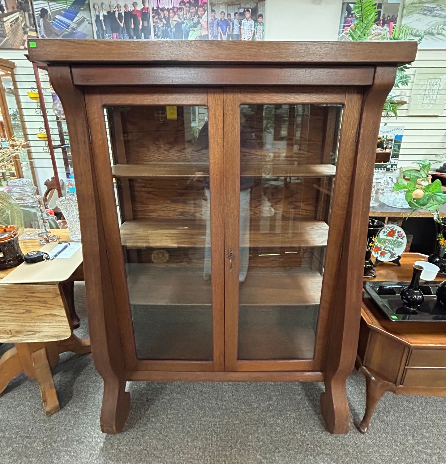Antique Oak Display Cabinet