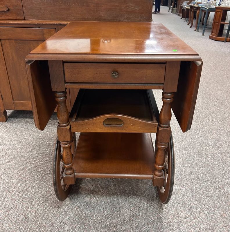 Wooden Drop-Leaf Tea Cart
