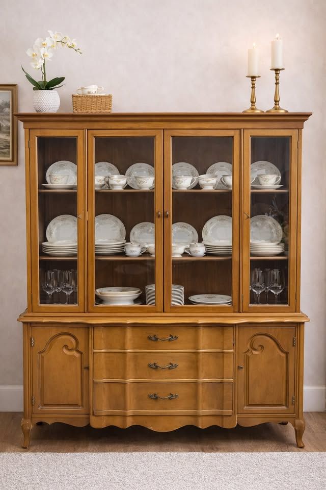 French Provincial China Cabinet