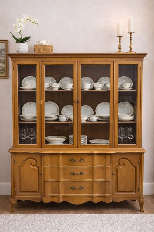 French Provincial China Cabinet