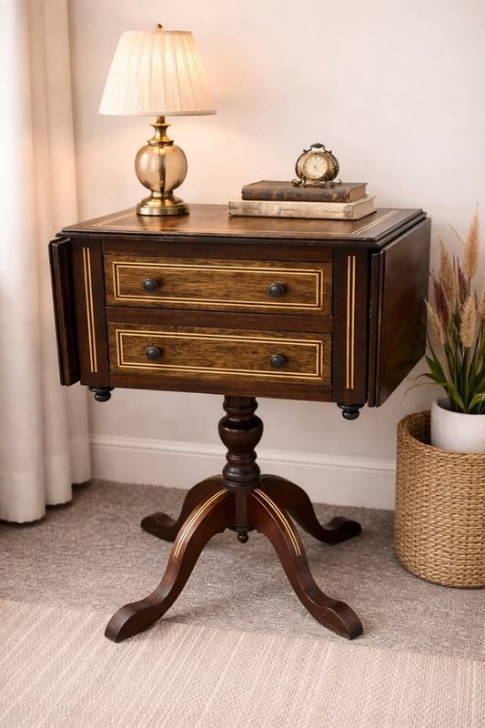 Vintage Drop-Leaf Bedside Table