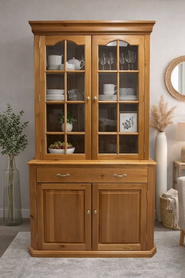 Custom Built Solid Pine Corner Hutch Custom Built Solid Pine Corner Hutch