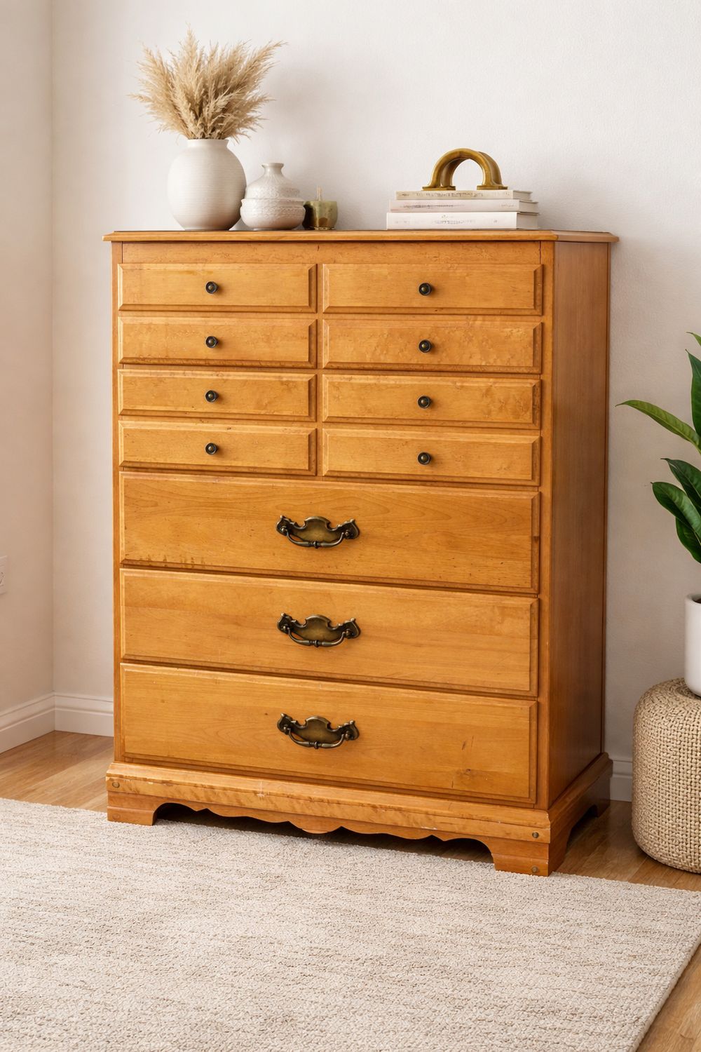 Vintage Maple Highboy Dresser