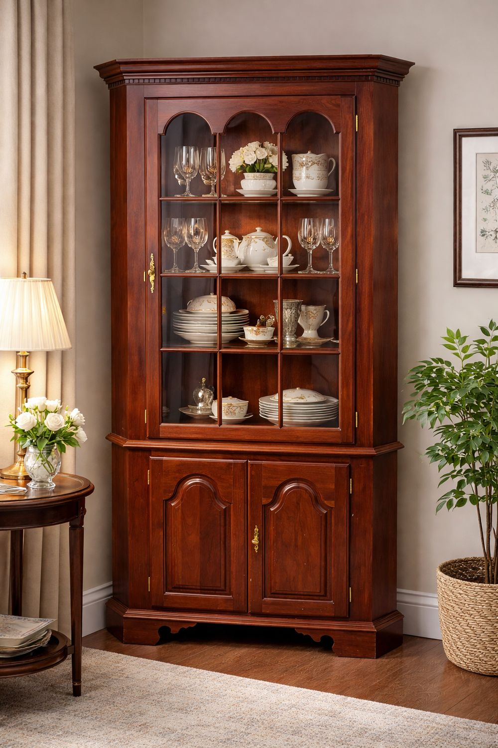 Cherry Wood Corner Cabinet