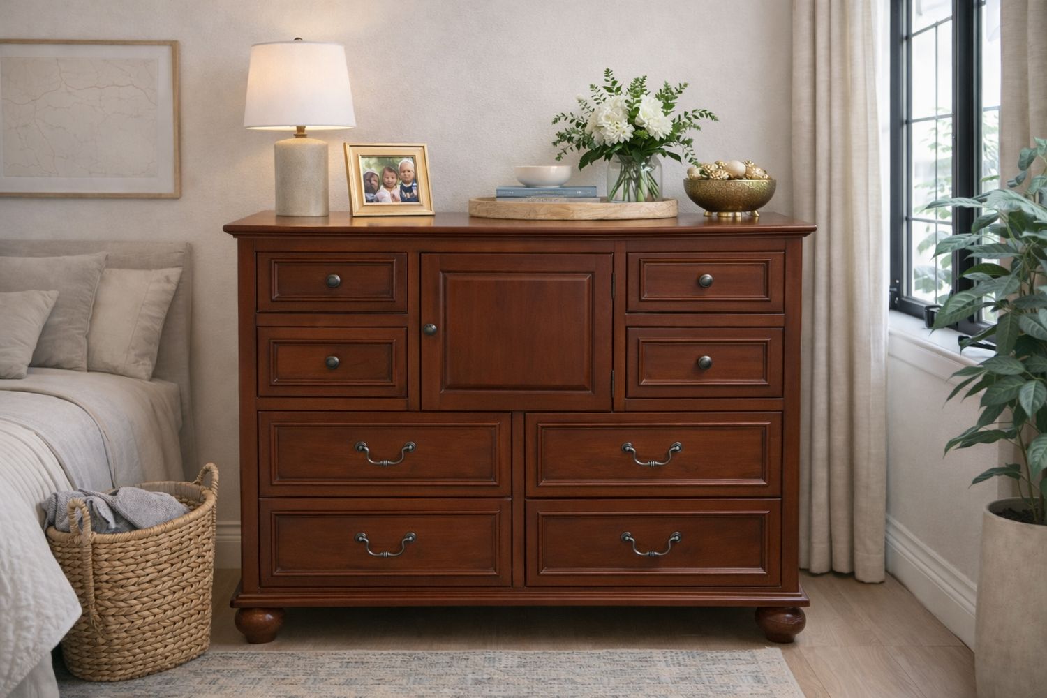 8-Drawer Bureau with Center Cabinet