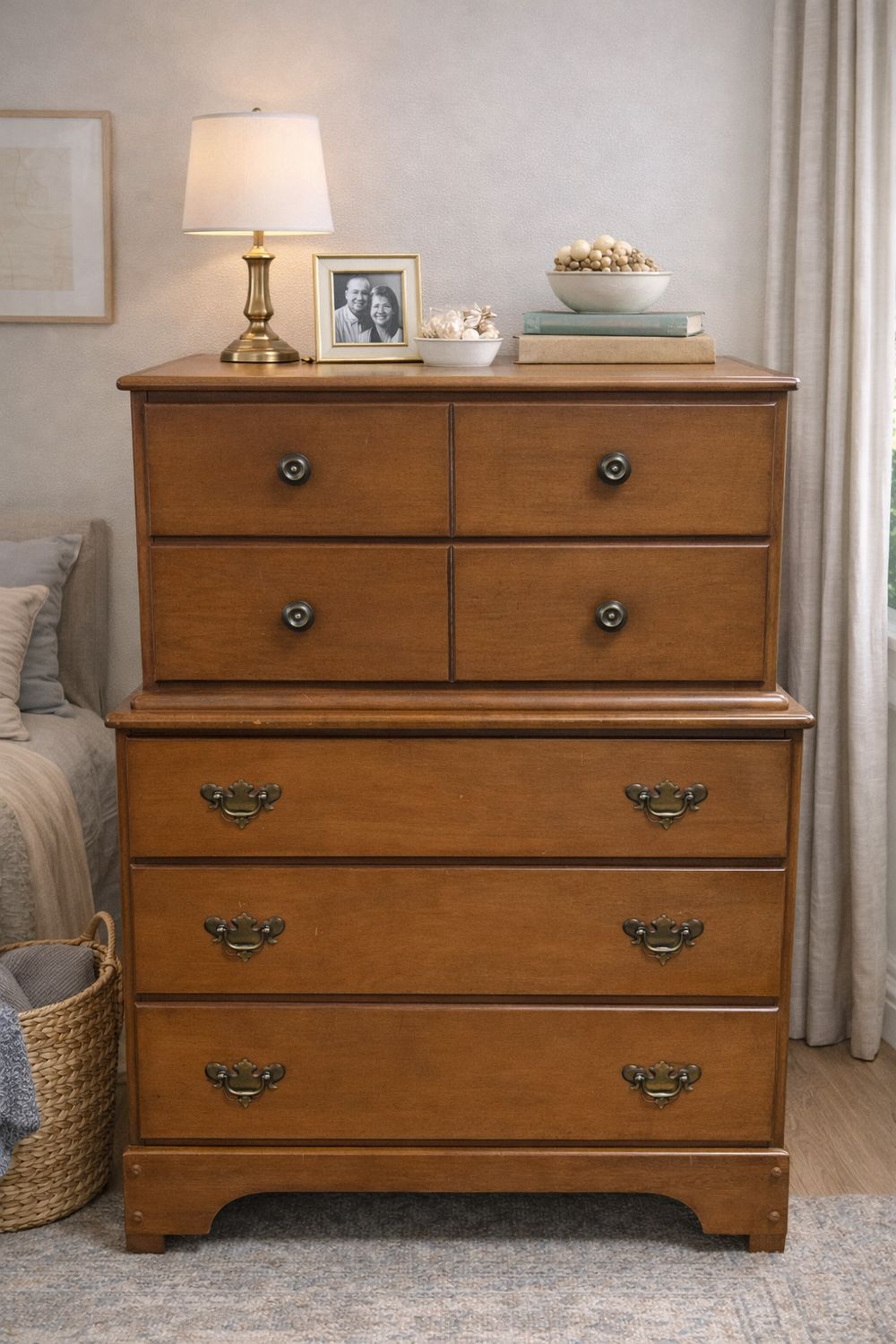 Vintage Maple Highboy Chest-on-Chest