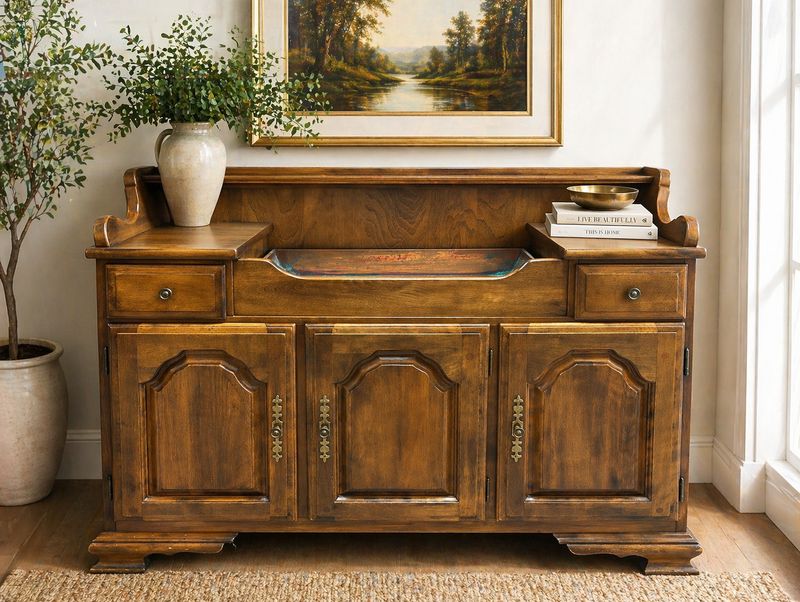 Temple Stuart Maple Dry Sink with Copper Basin