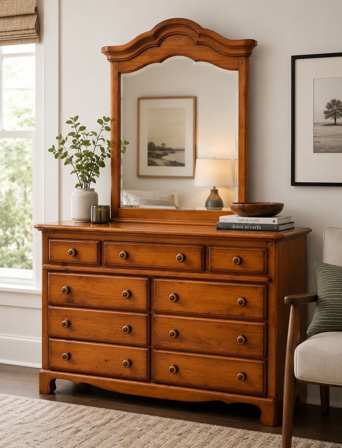 Rustic Wood Dresser & Mirror Rustic Wood Dresser & Mirror