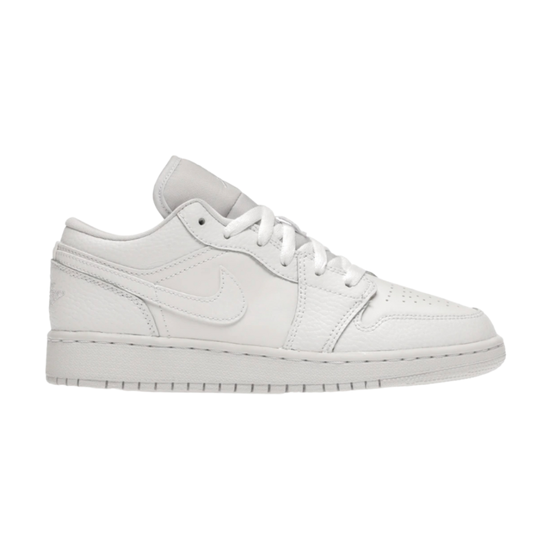 Air Jordan 1 Low Triple White Tumble Leather (GS)