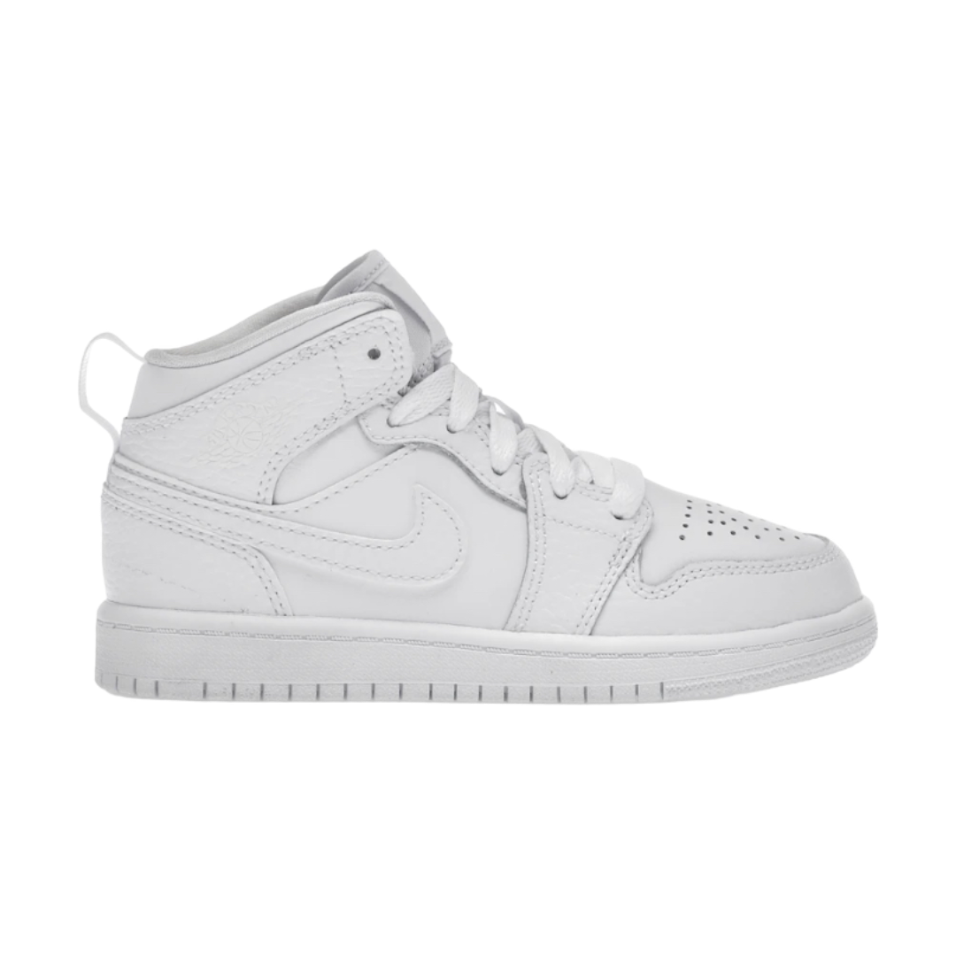 Air Jordan 1 Mid Triple White (PS)