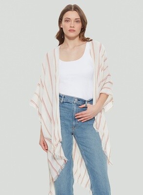 Cream and red stripe Kimono