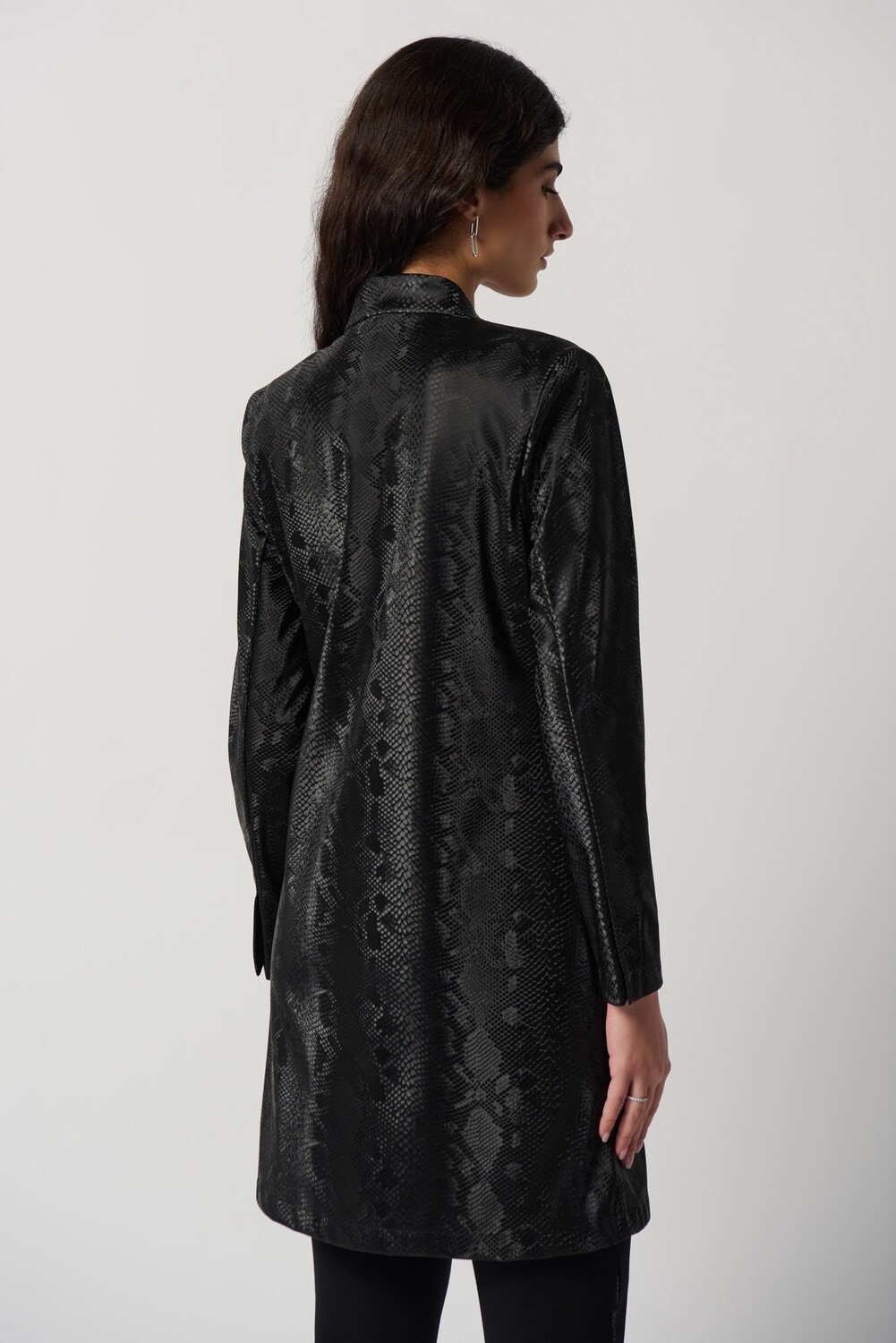Faux Leather Snake print A-Line Coat