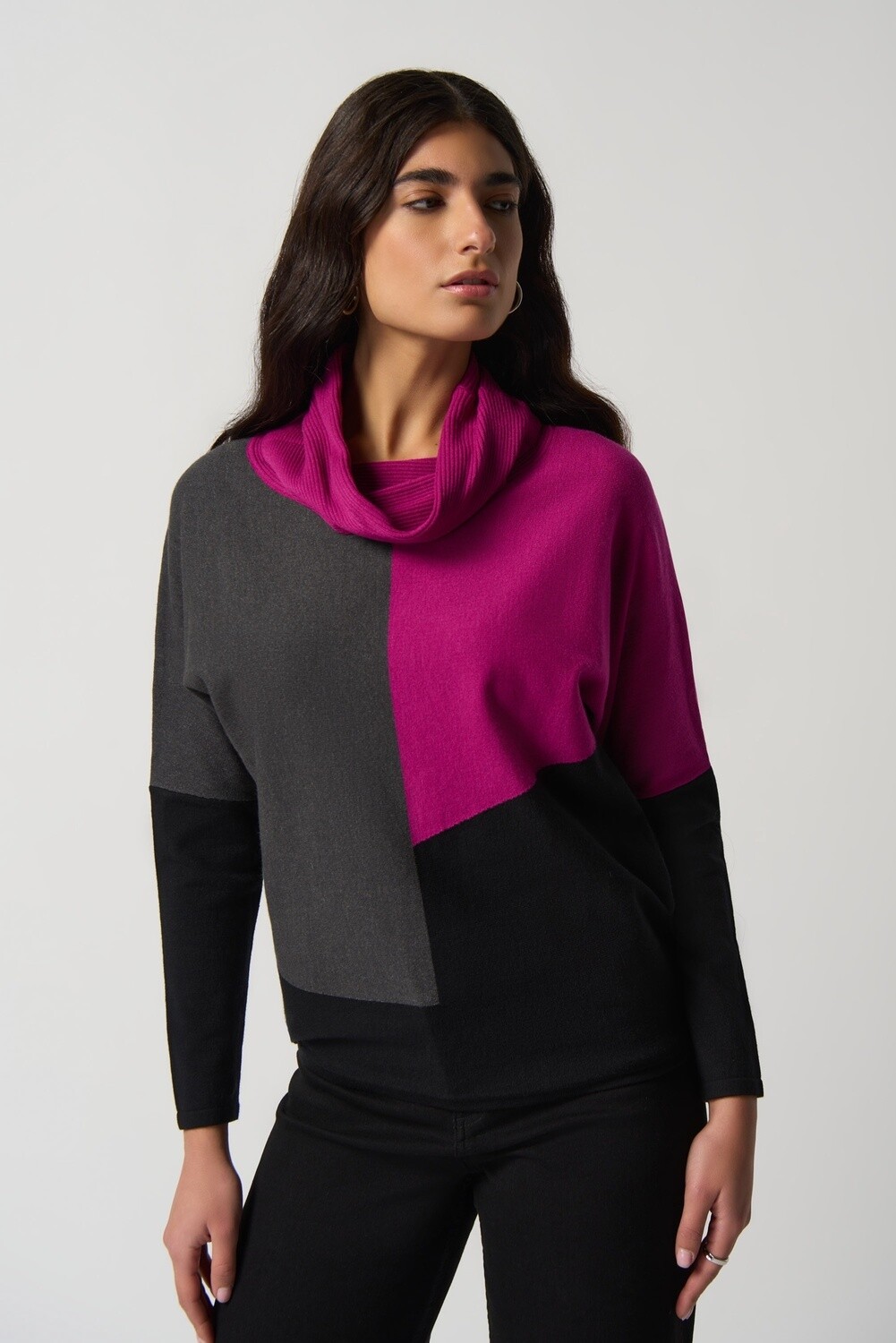 Colour Block Cowl Neck Sweater