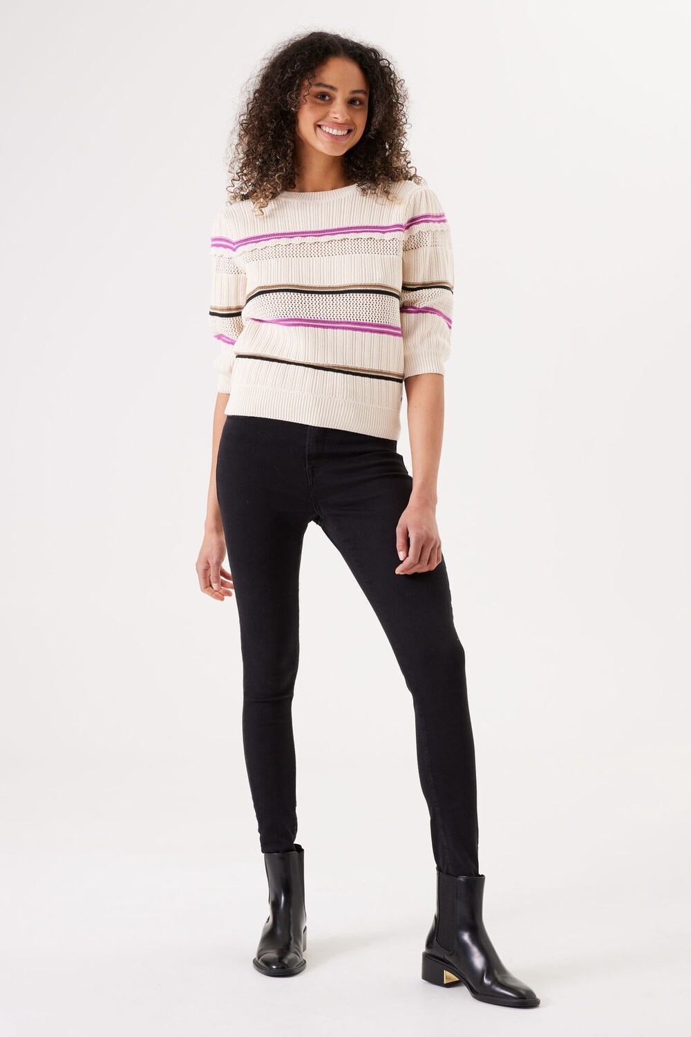 Whitecap Stripe Short Sleeve Sweater