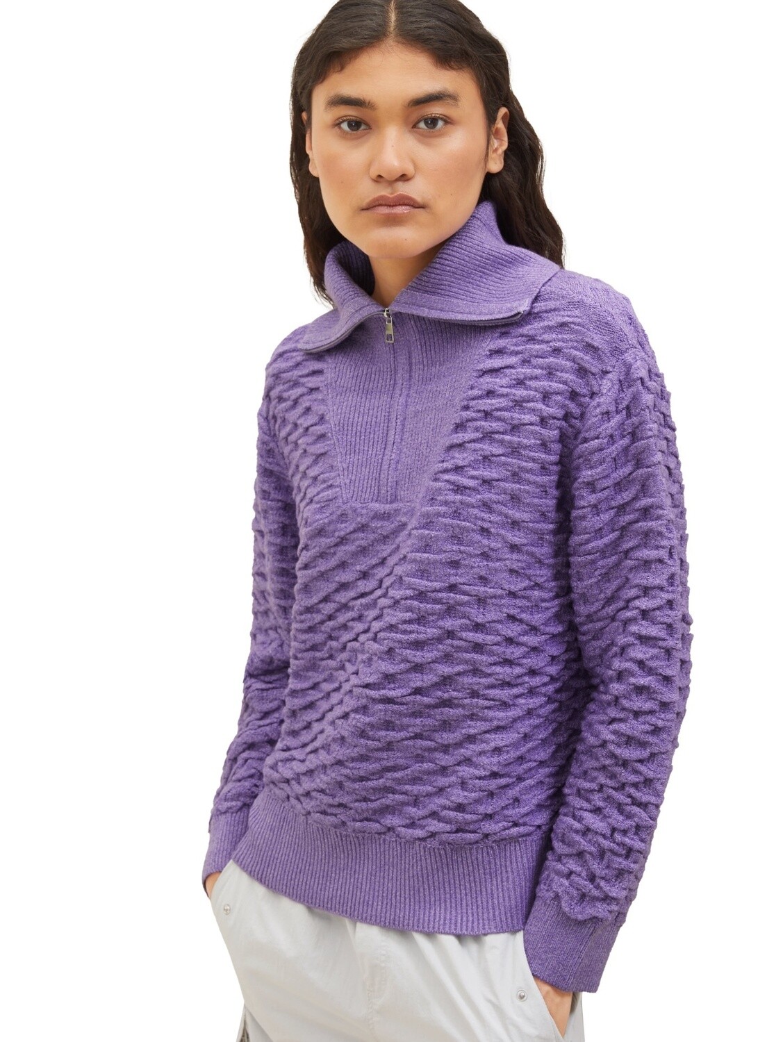 Lilac Front Zip Sweater