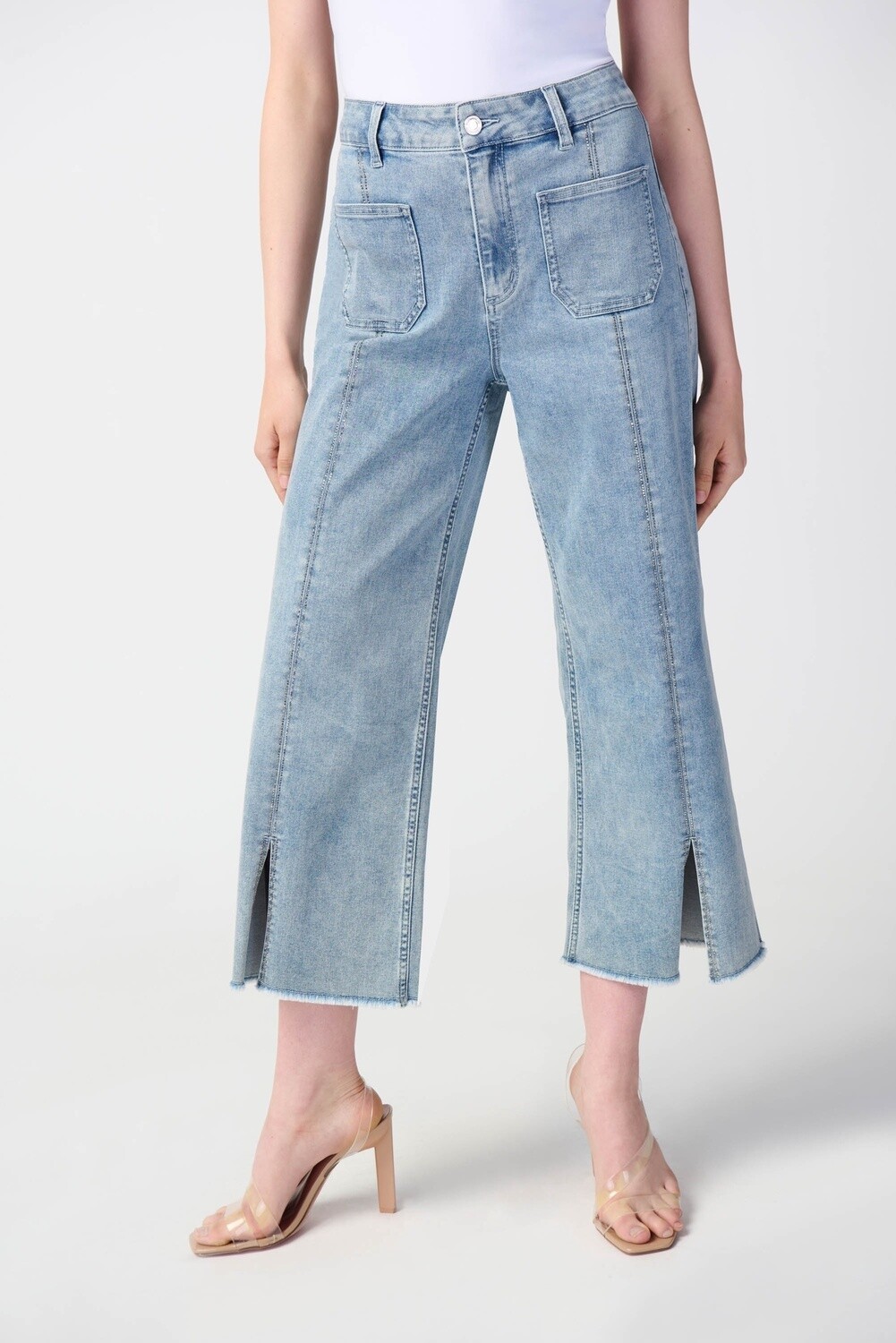 Culotte Jeans with Embellished Front Seam