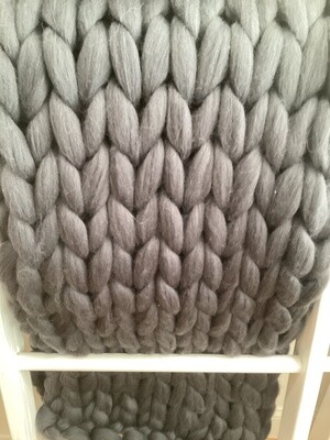Chunky ( charcoal) wool throw blanket (50” x 60”)