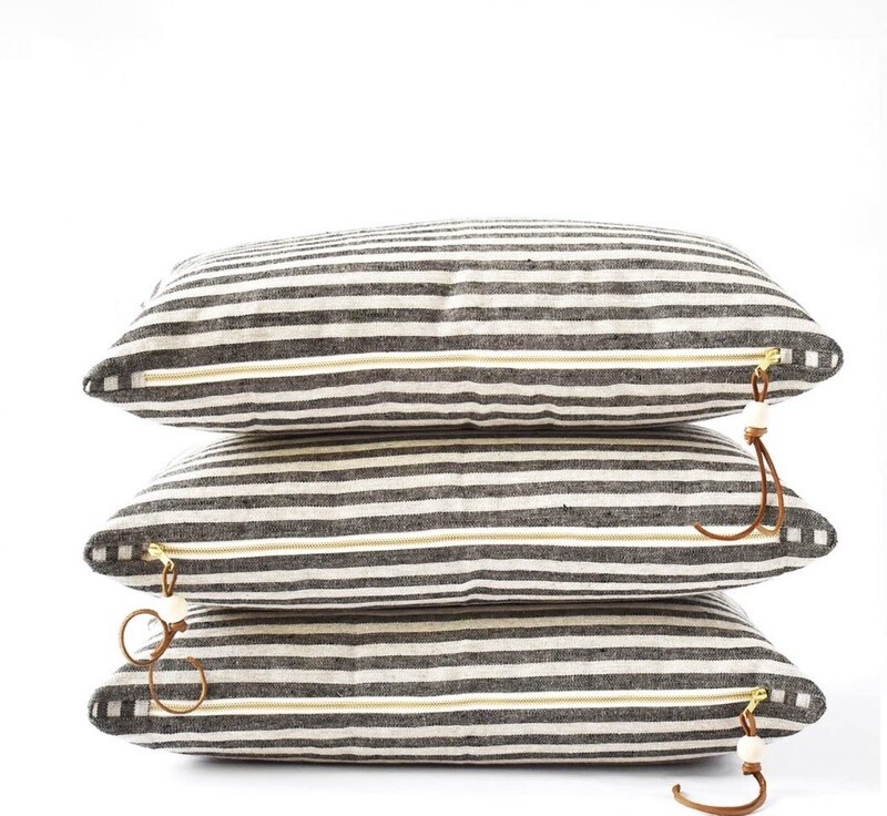 24&quot;x14&quot; Lumbar (Linen Stripe Pillow)