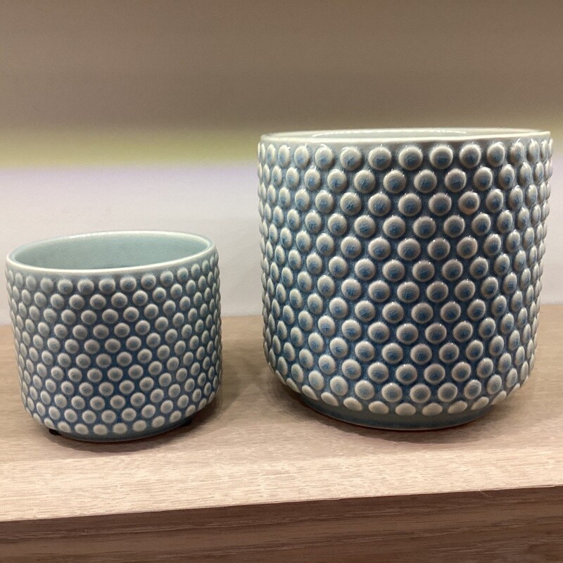 Bubble textured blue  and white Large (6 1/2”) pots