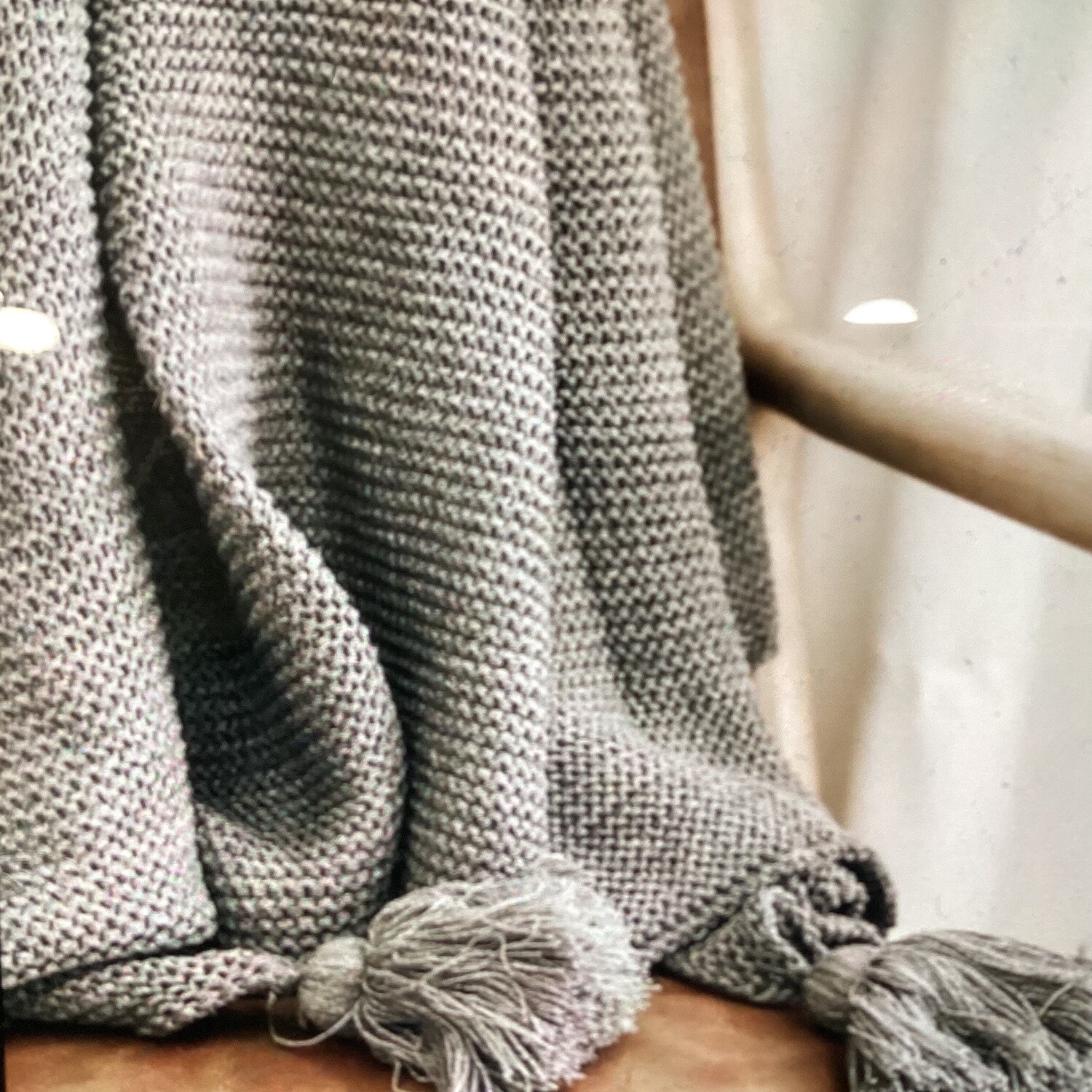 Tassel (grey) throw ( 50” x 62”)