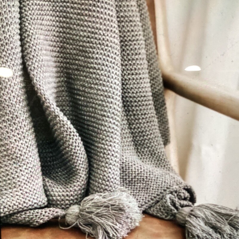 Tassel (grey) throw ( 50” x 62”)