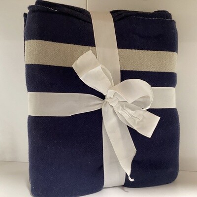 The Equestrian Striped Cotton (50” x60” ) (Navy)