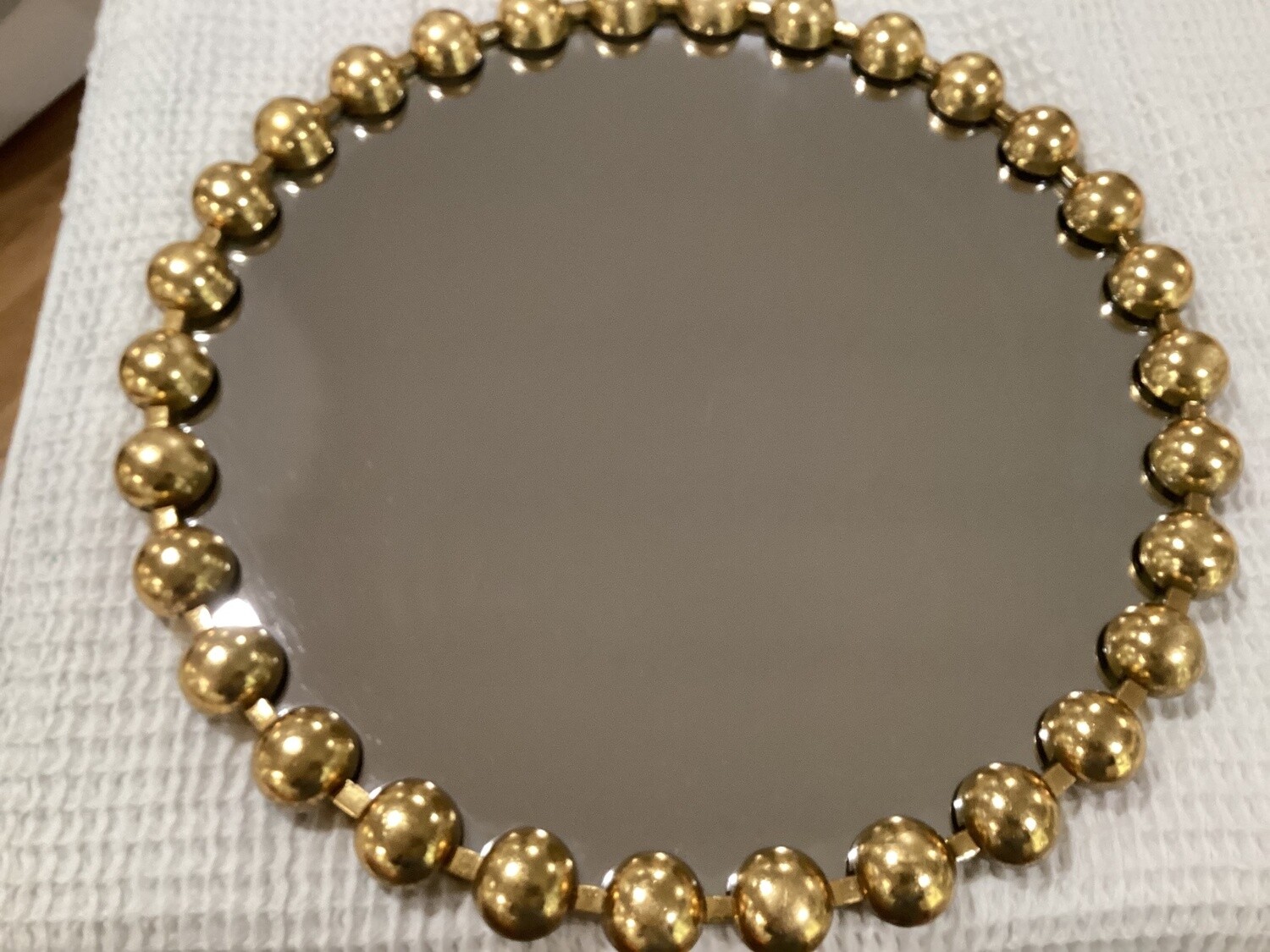 Golden bead mirror. (20&quot;)