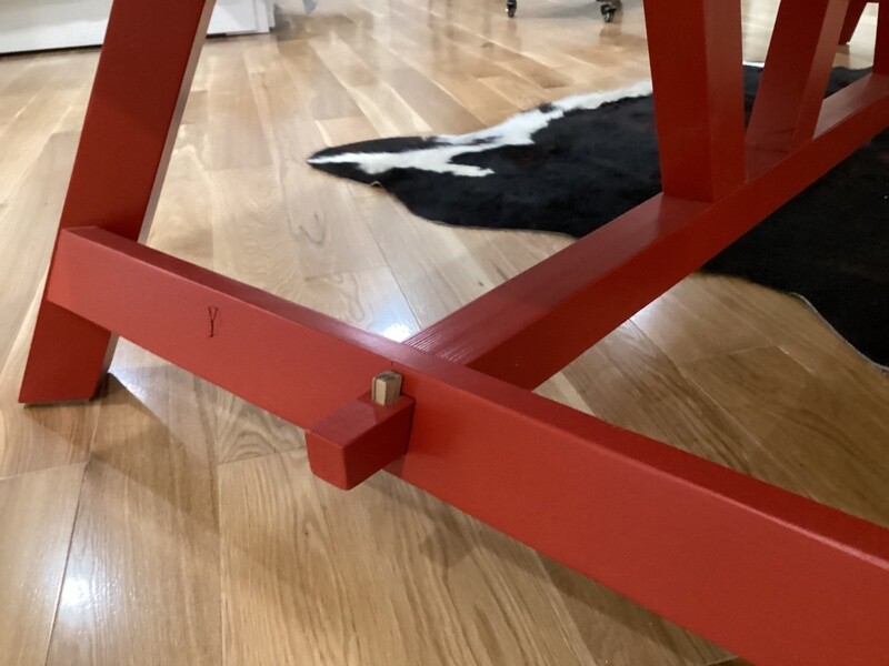Red trussed table