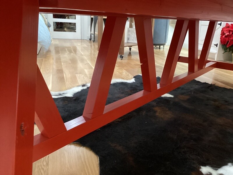 Red trussed table