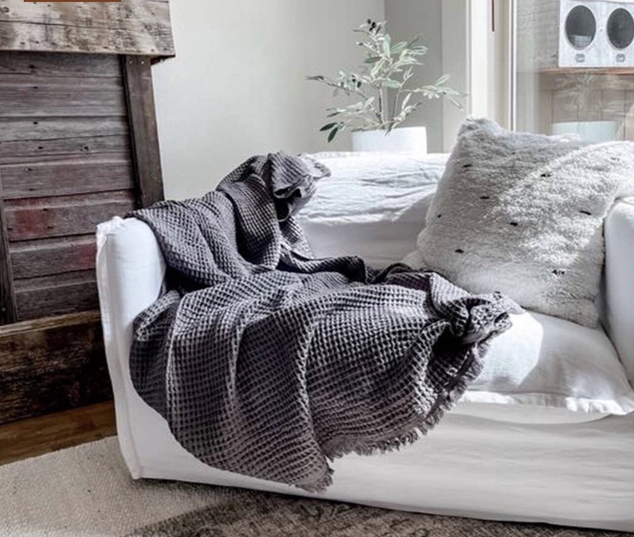 Waffle Soft Blanket, Colour: Charcoal