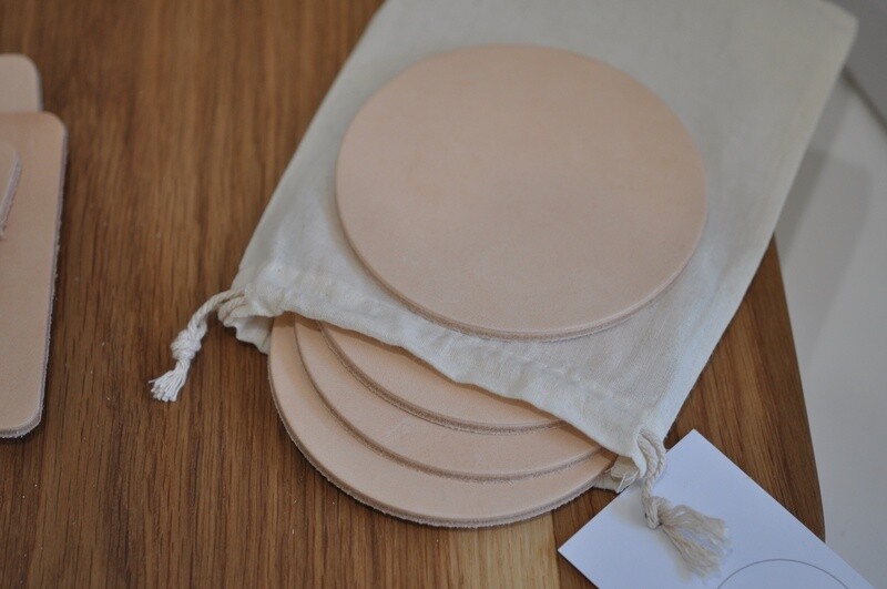 Leather Coaster Set (4) (round)
