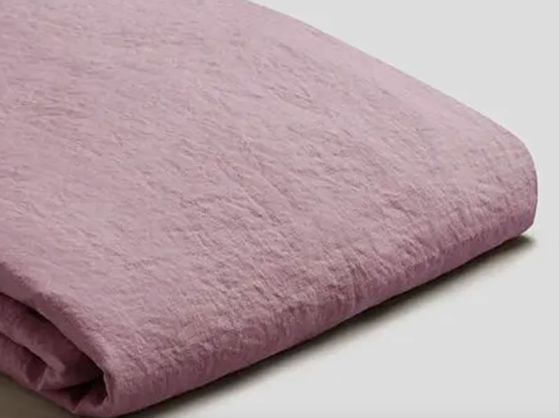French Flax / Linen Fitted Sheet Only:  Raspberry