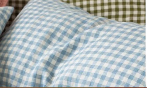 French Flax / Linen Pillowcase: Warm Blue Gingham
