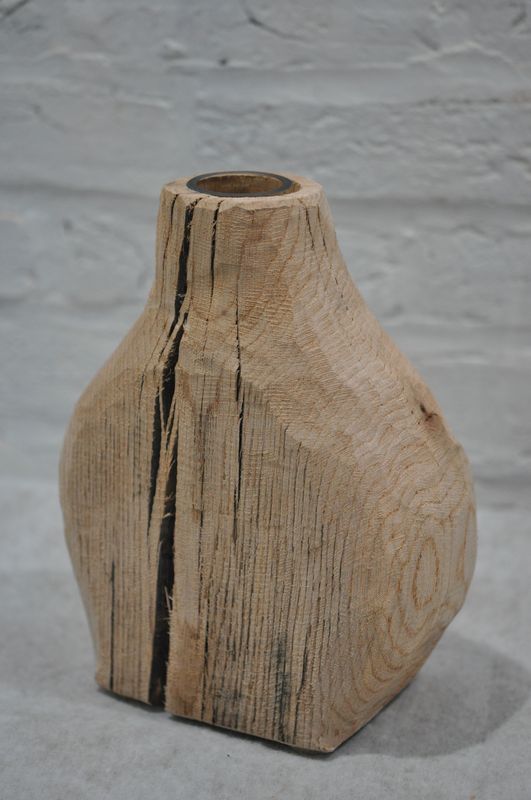 Artifacts: Rustic Centerpiece: Bottle Vase: White Oak