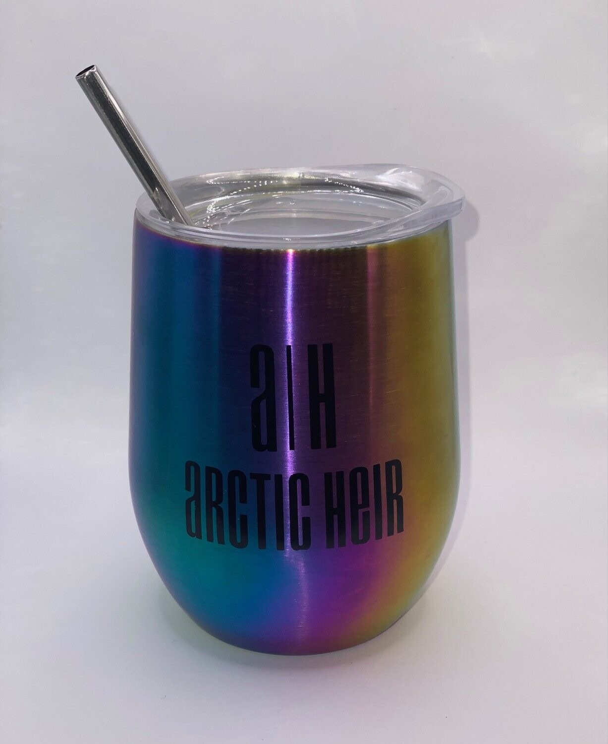 Arctic Heir 12oz Stainless Steel Double Wall Vacuum Insulated Wine Tumbler  with Lid & Straw (Rainbow)