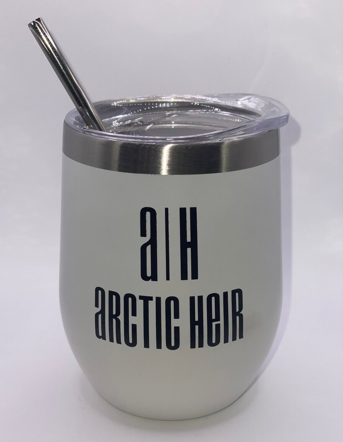 Arctic Heir 12oz Stainless Steel Double Wall Vacuum Insulated Wine Tumbler  with Lid & Straw (White)