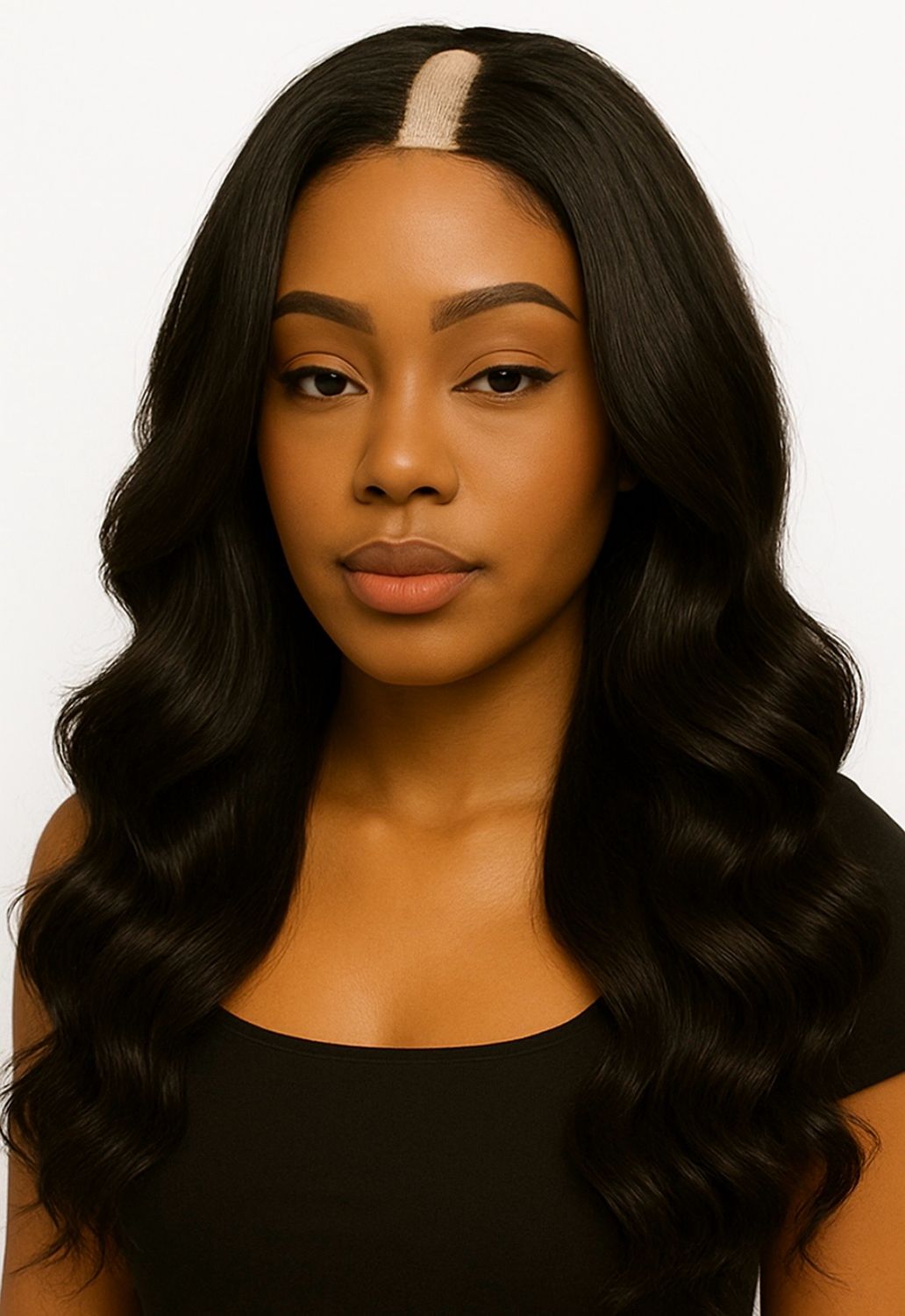 U Part Middle Part Loose Curls Wig