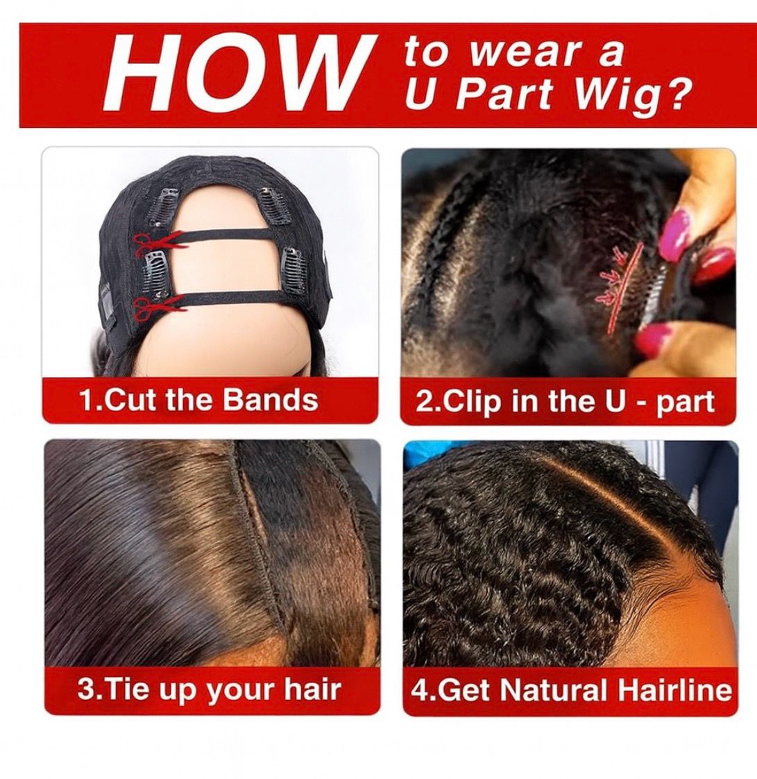 U Part Middle Part Curly Wig