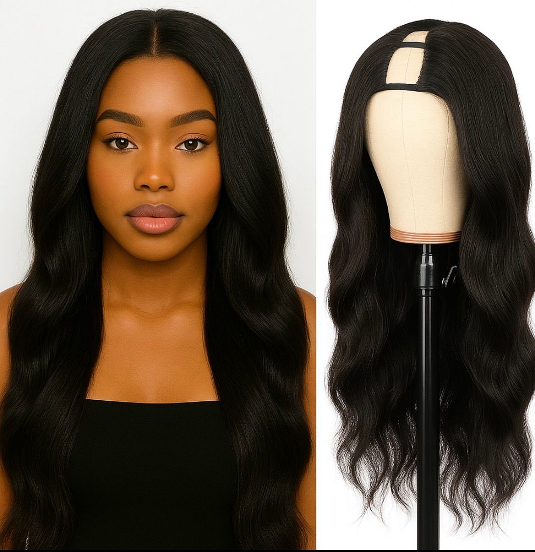 U Part Middle Part Loose Curls Wig