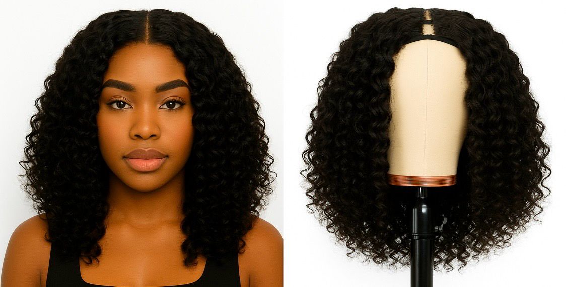 U- Part Middle Part Short Curly Wig