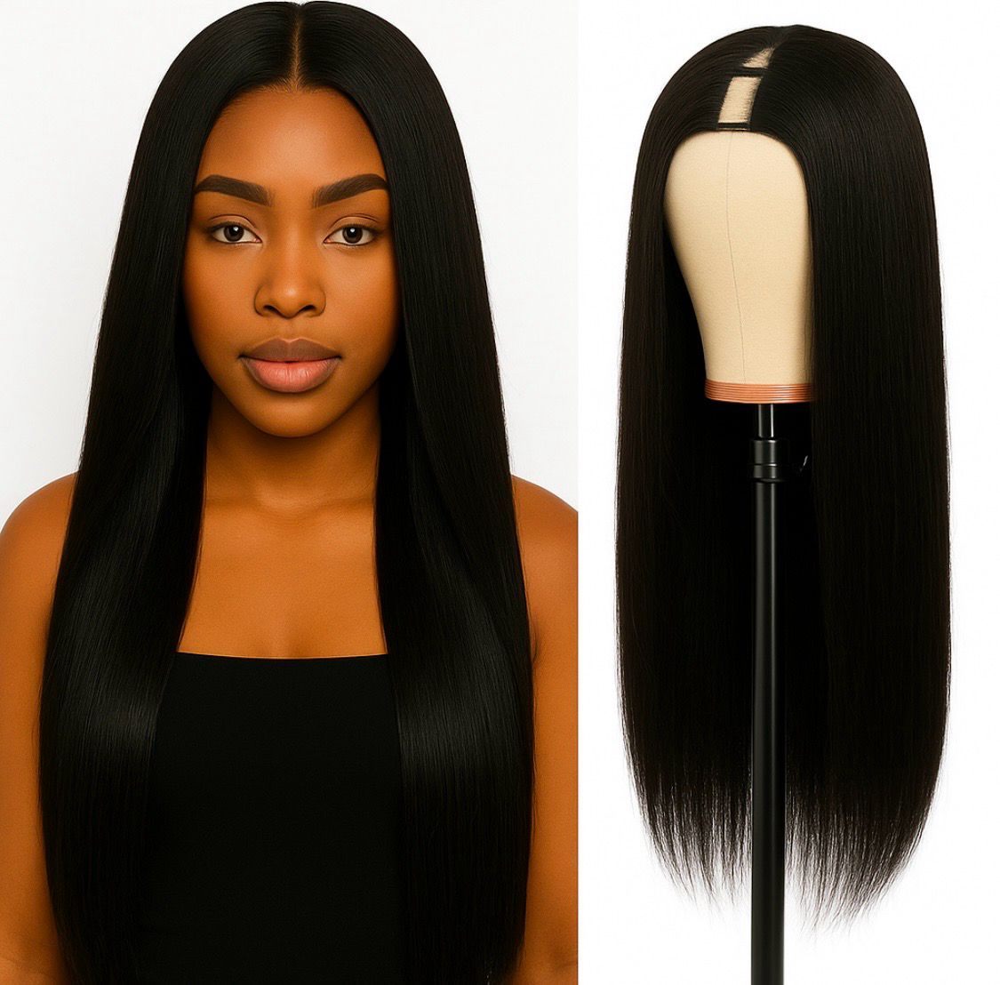 U Part Middle Straight Wig